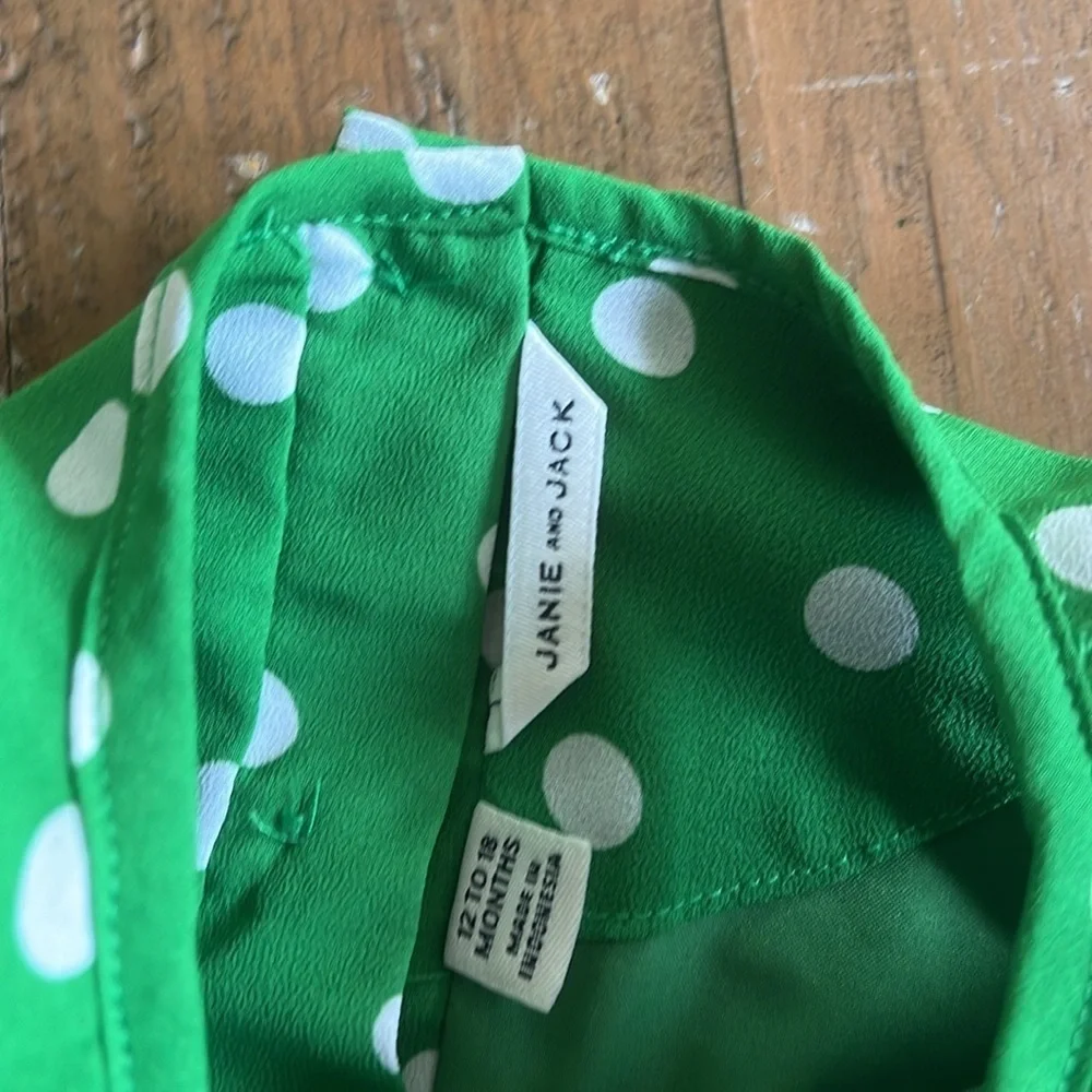 Janie and jack green polka dot ruffle dress